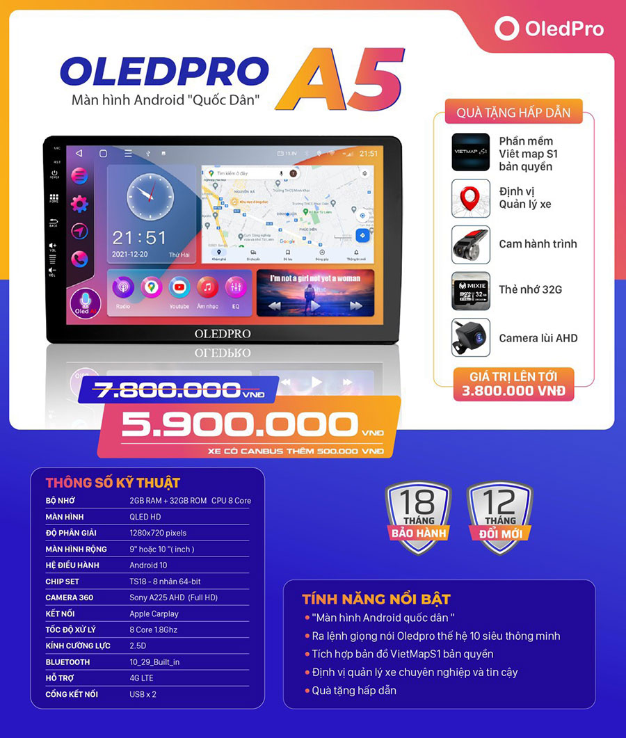 Màn Hình DVD Android OledPro A5 New